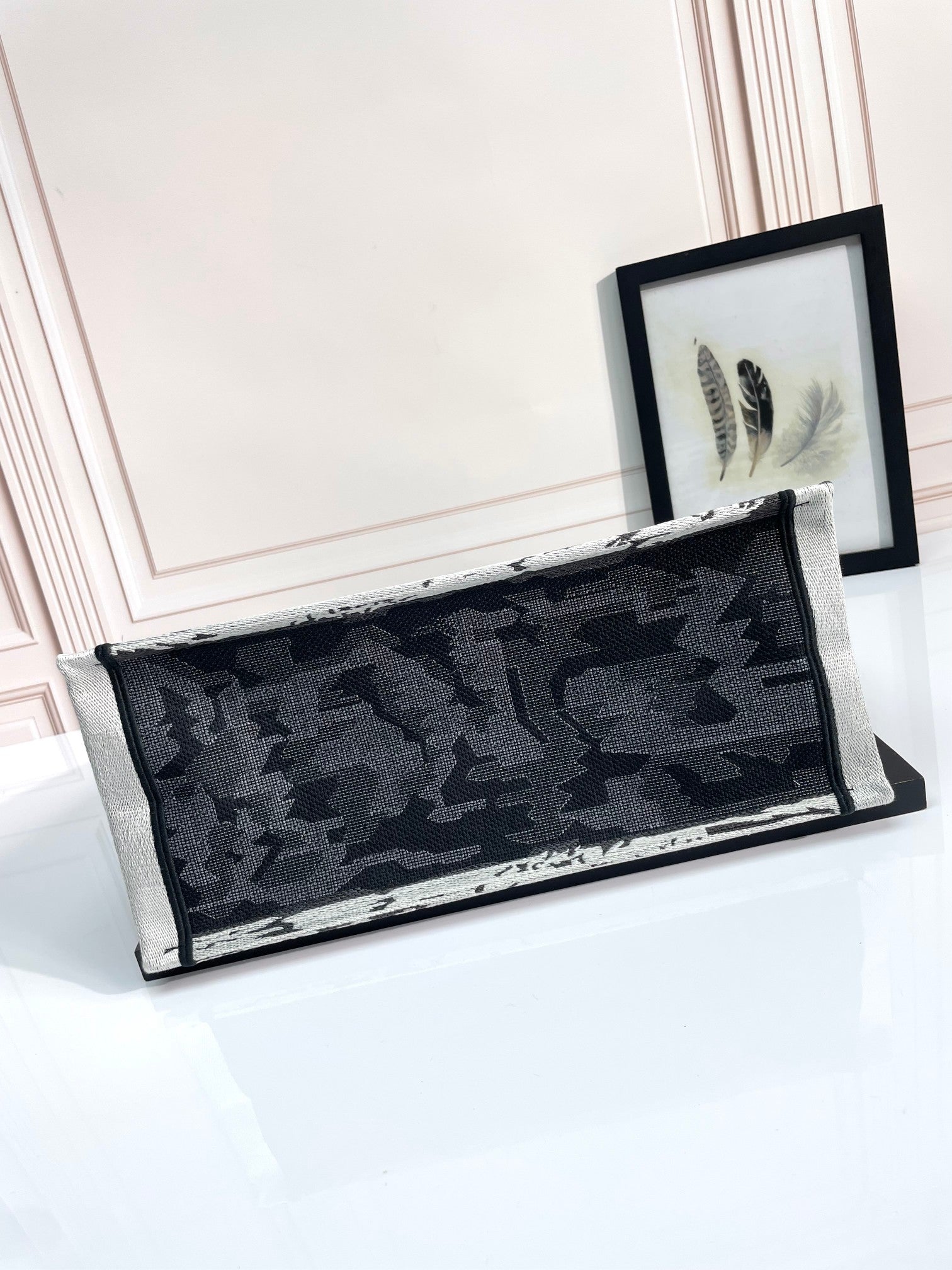 Christian Dior Large Book Tote Bag - Plan de Paris Motif - Black and White Embroidered Canvas
