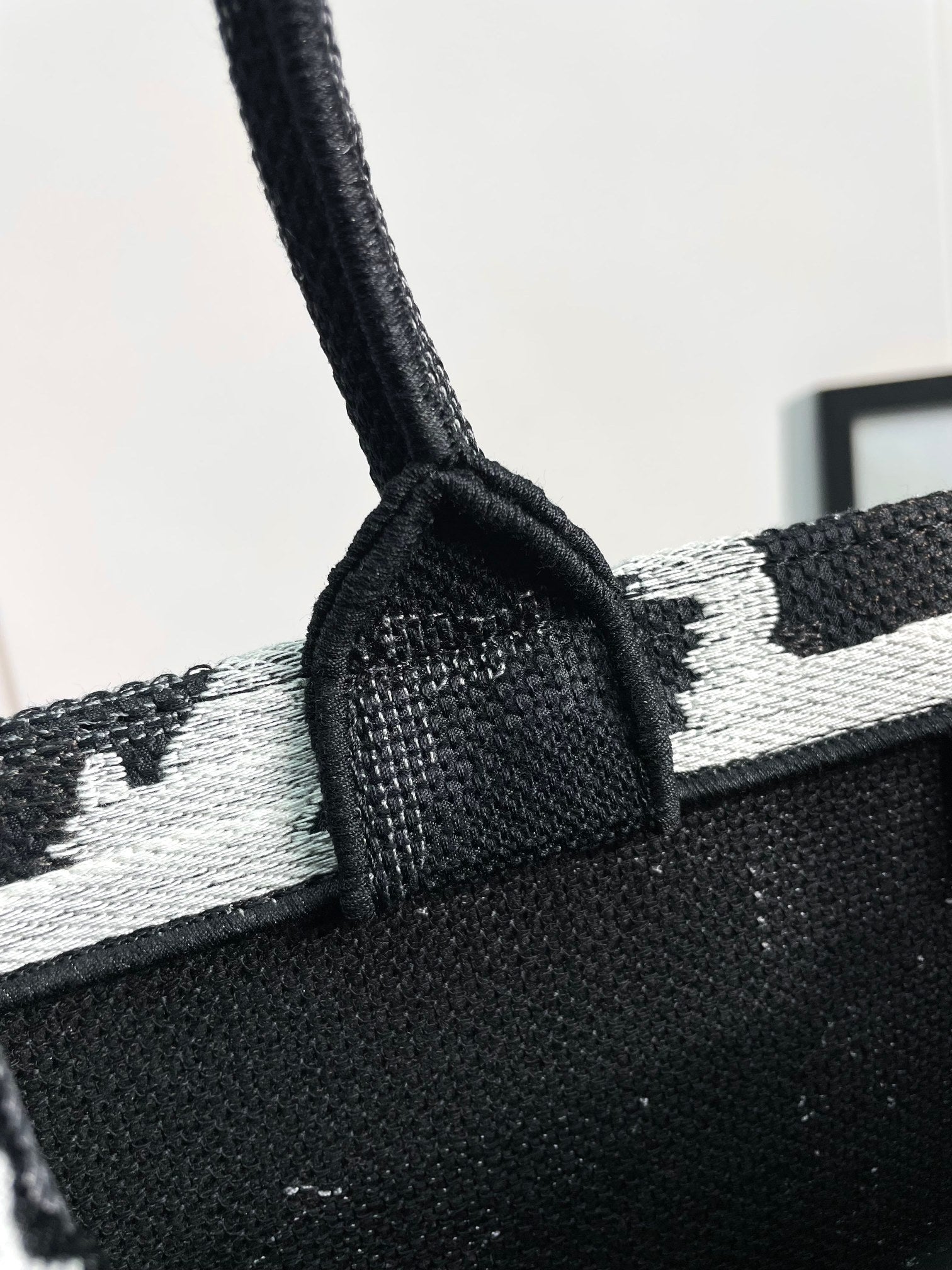 Christian Dior Book Tote Black and White Eiffel Tower Print Canvas Bag
