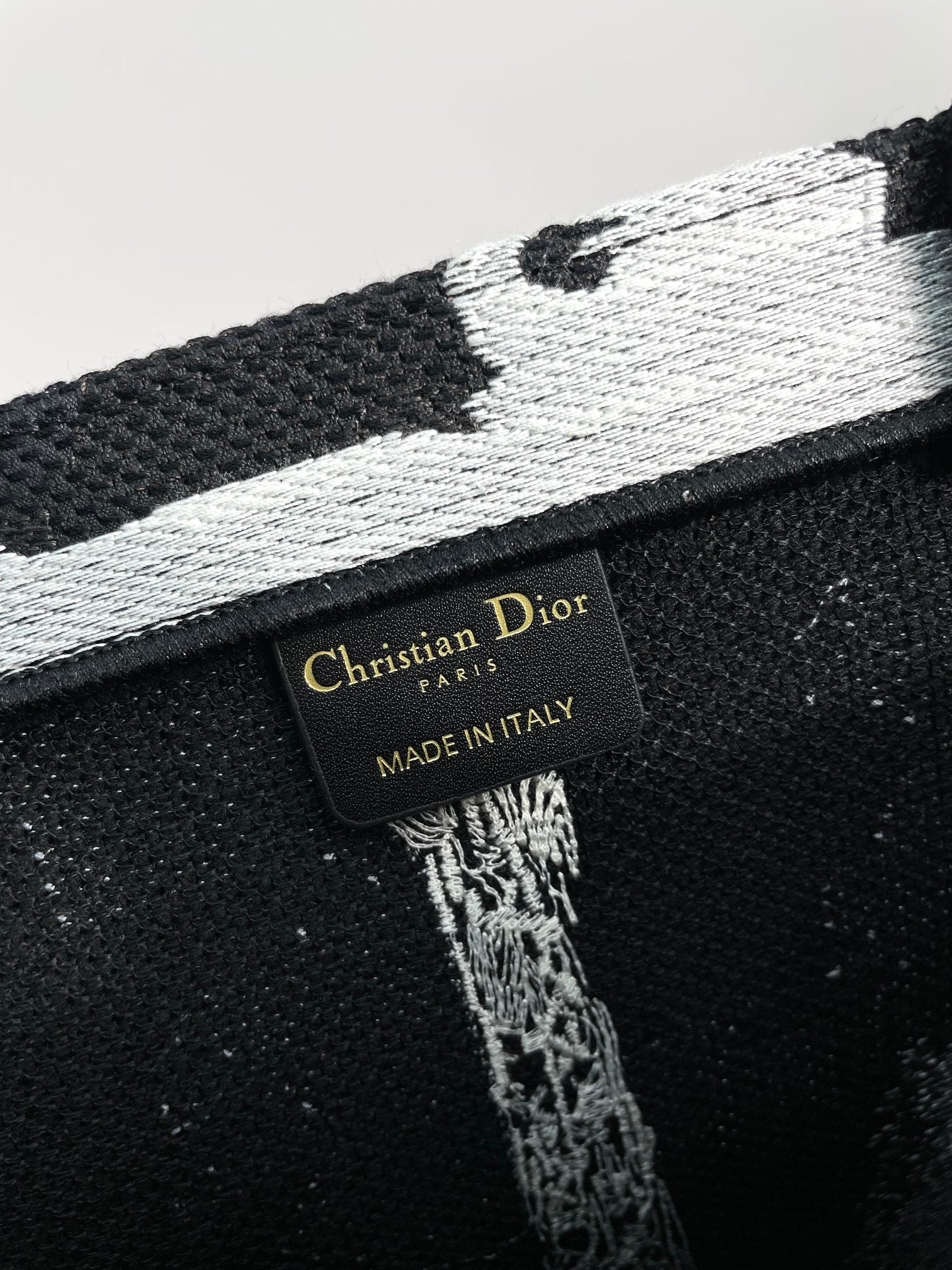 Christian Dior Large Book Tote Bag - Plan de Paris Motif - Black and White Embroidered Canvas