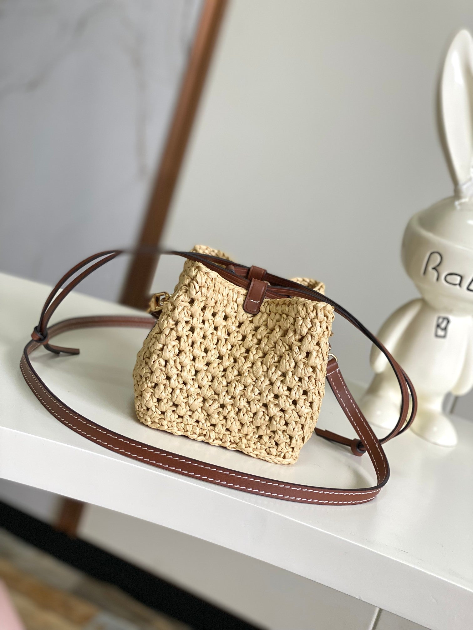 Louis Vuitton Nano Noé Bucket Bag - Raffia & Brown Leather