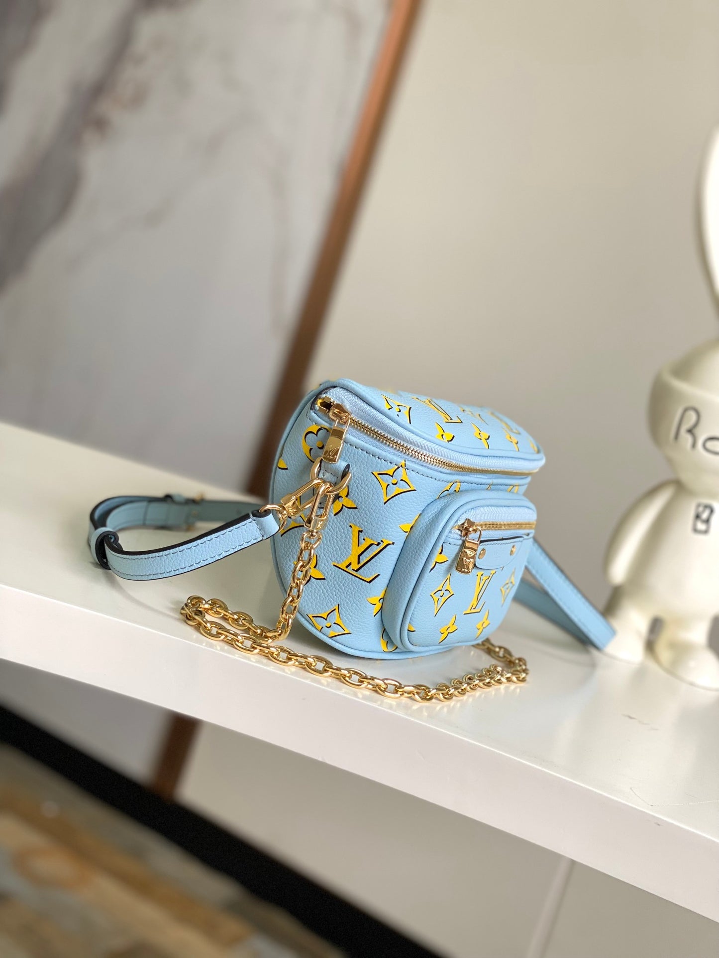 Louis Vuitton Mini Bumbag - Monogram Empreinte Leather - Light Blue &amp; Yellow