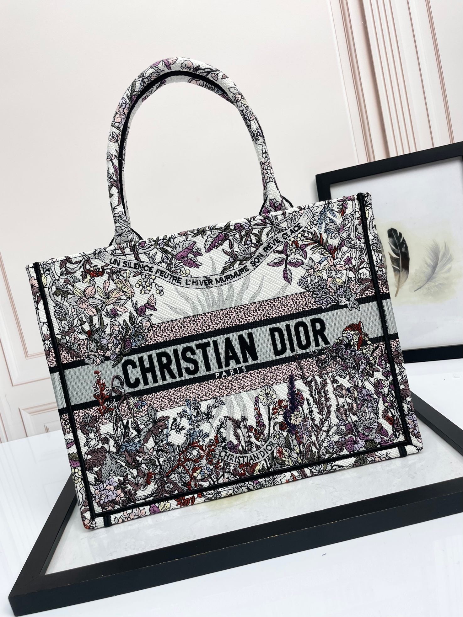 Christian Dior Embroidered Book Tote Bag - Floral Pattern