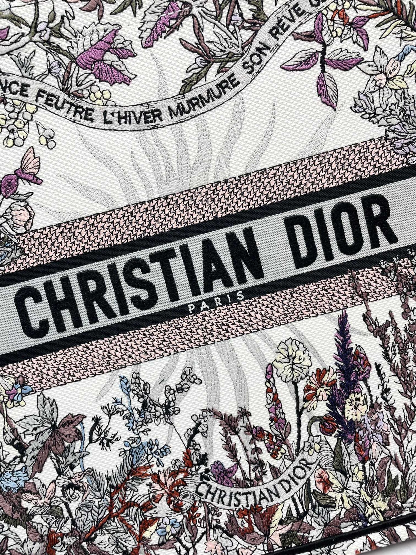 Christian Dior Book Tote Bag in Multicolored Embroidered Canvas - Large