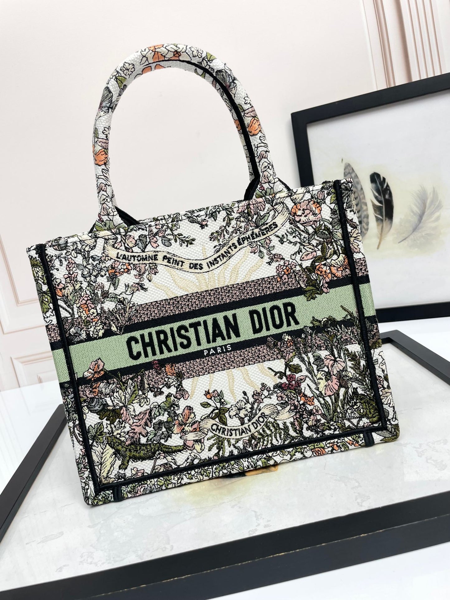 Christian Dior Book Tote Floral Print Canvas Handbag - Green Signature
