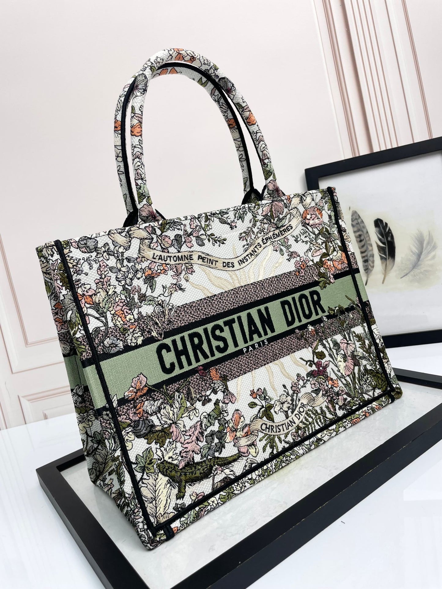 Christian Dior Medium Book Tote - Multicolor Herbarium Floral Embroidery