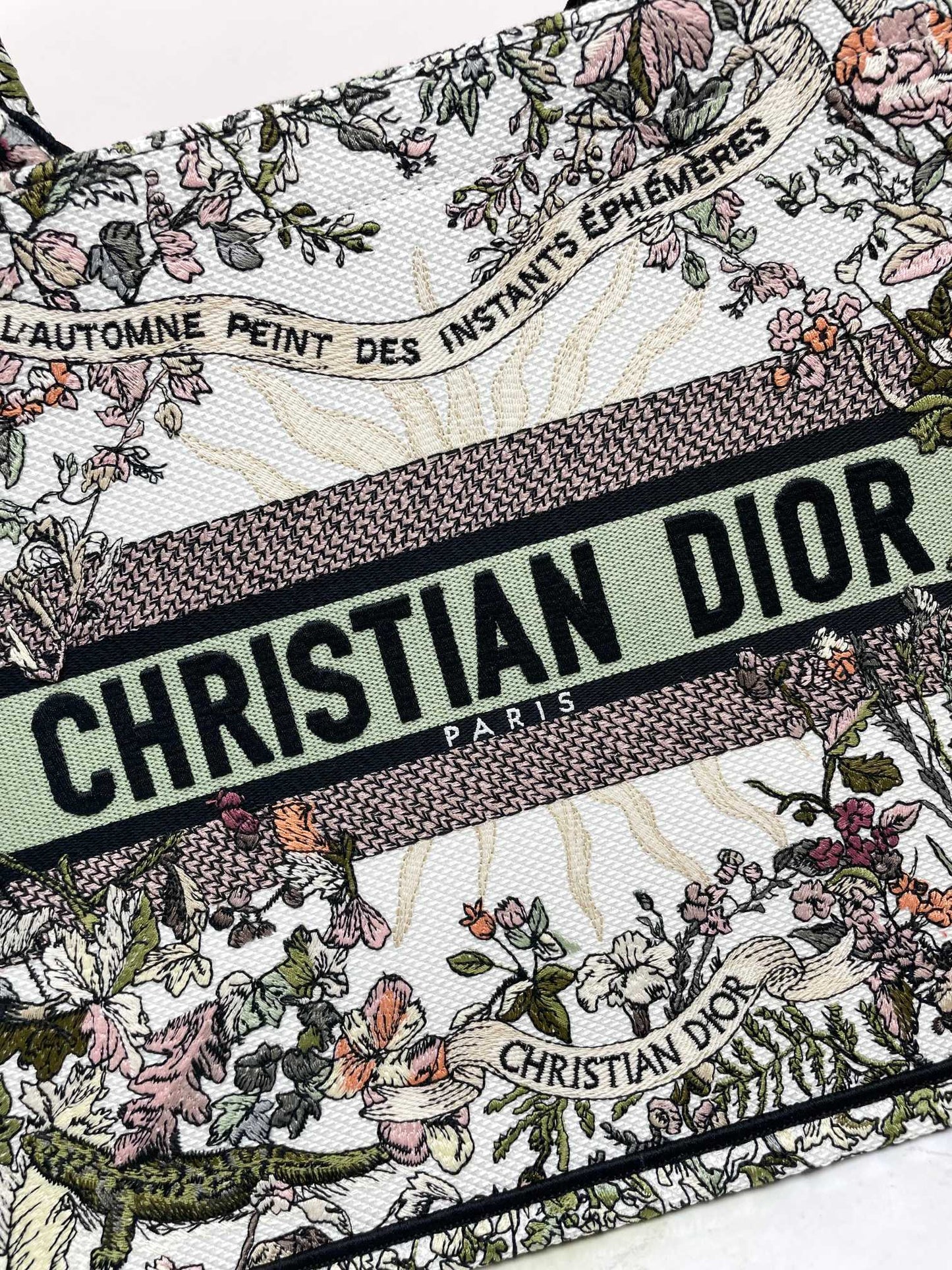 Christian Dior Medium Book Tote - Multicolor Herbarium Floral Embroidery