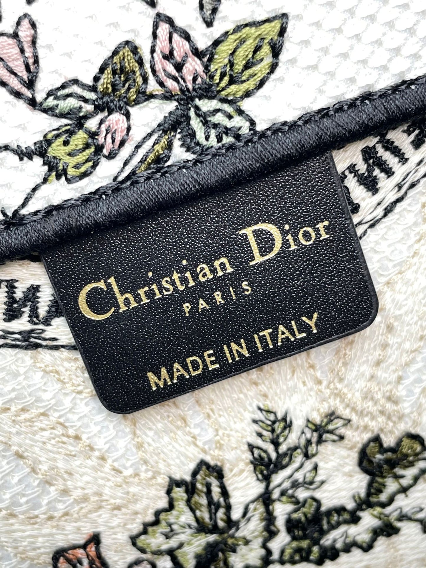 Christian Dior Large Book Tote Bag in Embroidered Floral Canvas - Multicolor/Sage Green