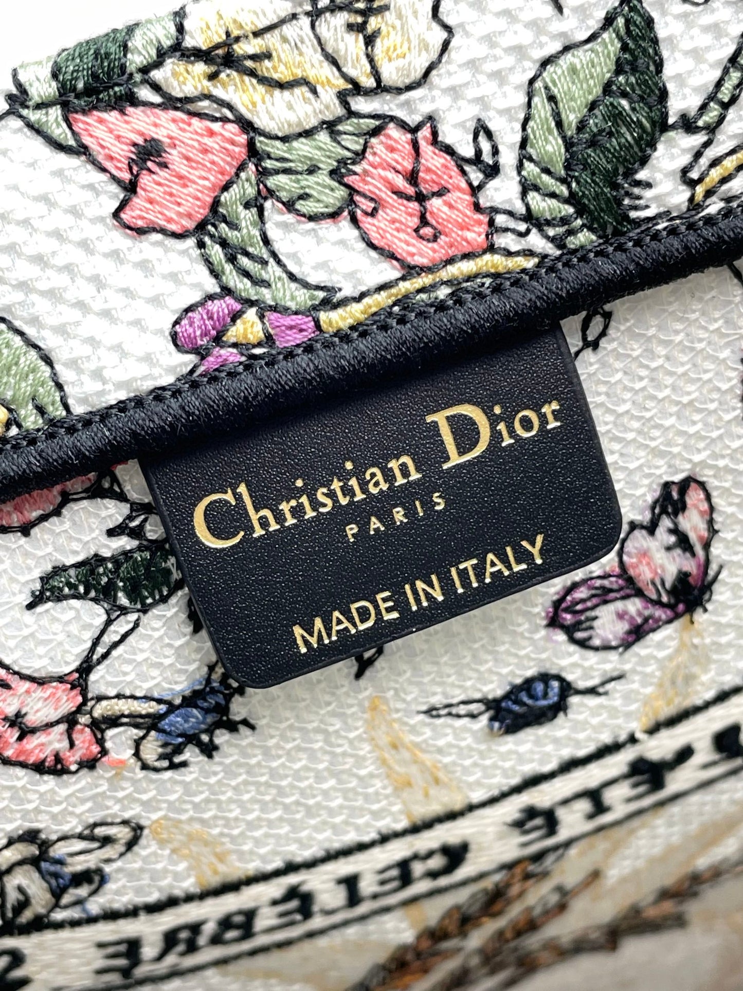 Christian Dior Medium Book Tote - Floral Embroidered Canvas Bag - Purple/Multicolor