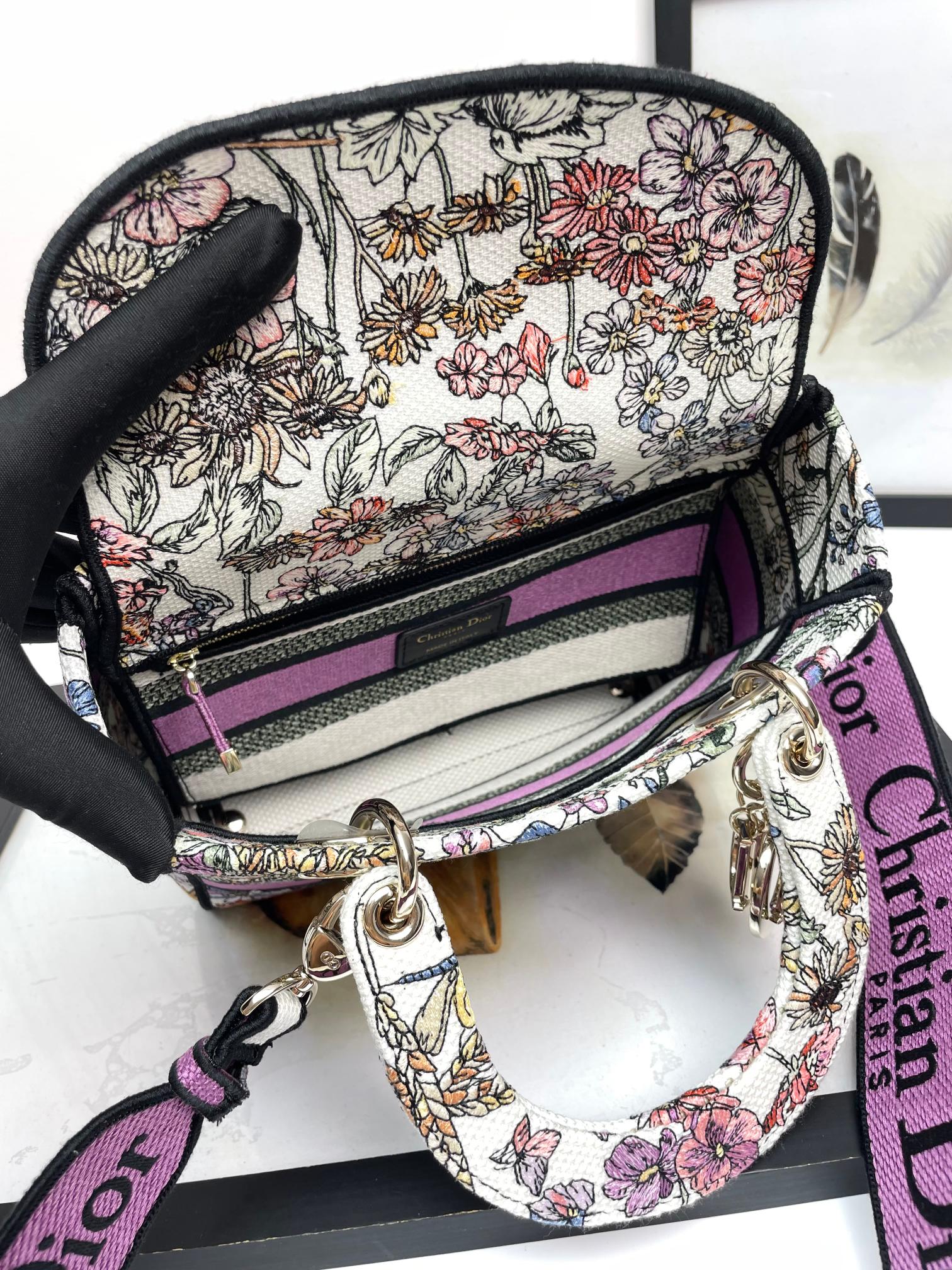 Christian Dior Medium Lady D-Lite Bag - Floral Embroidery