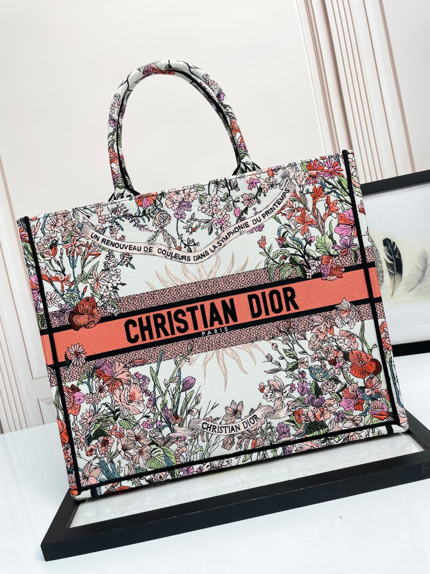 Christian Dior Floral Pattern Book Tote Bag