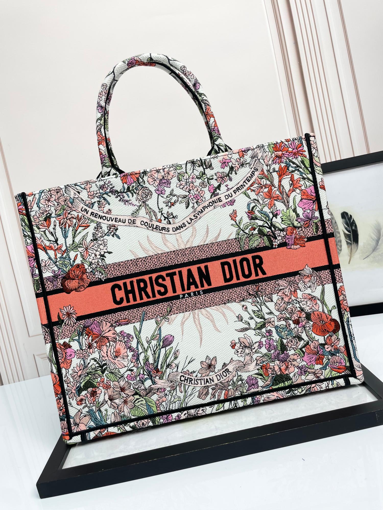 Christian Dior Large Book Tote Mille Fleurs Multicolored Embroidery