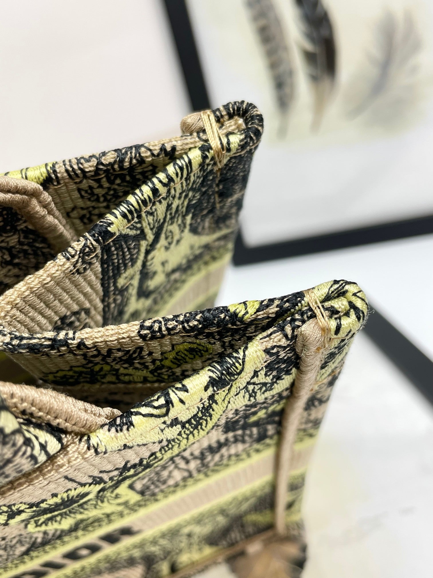 Christian Dior Medium Book Tote Bag Toile de Jouy Reverse Tiger Embroidery