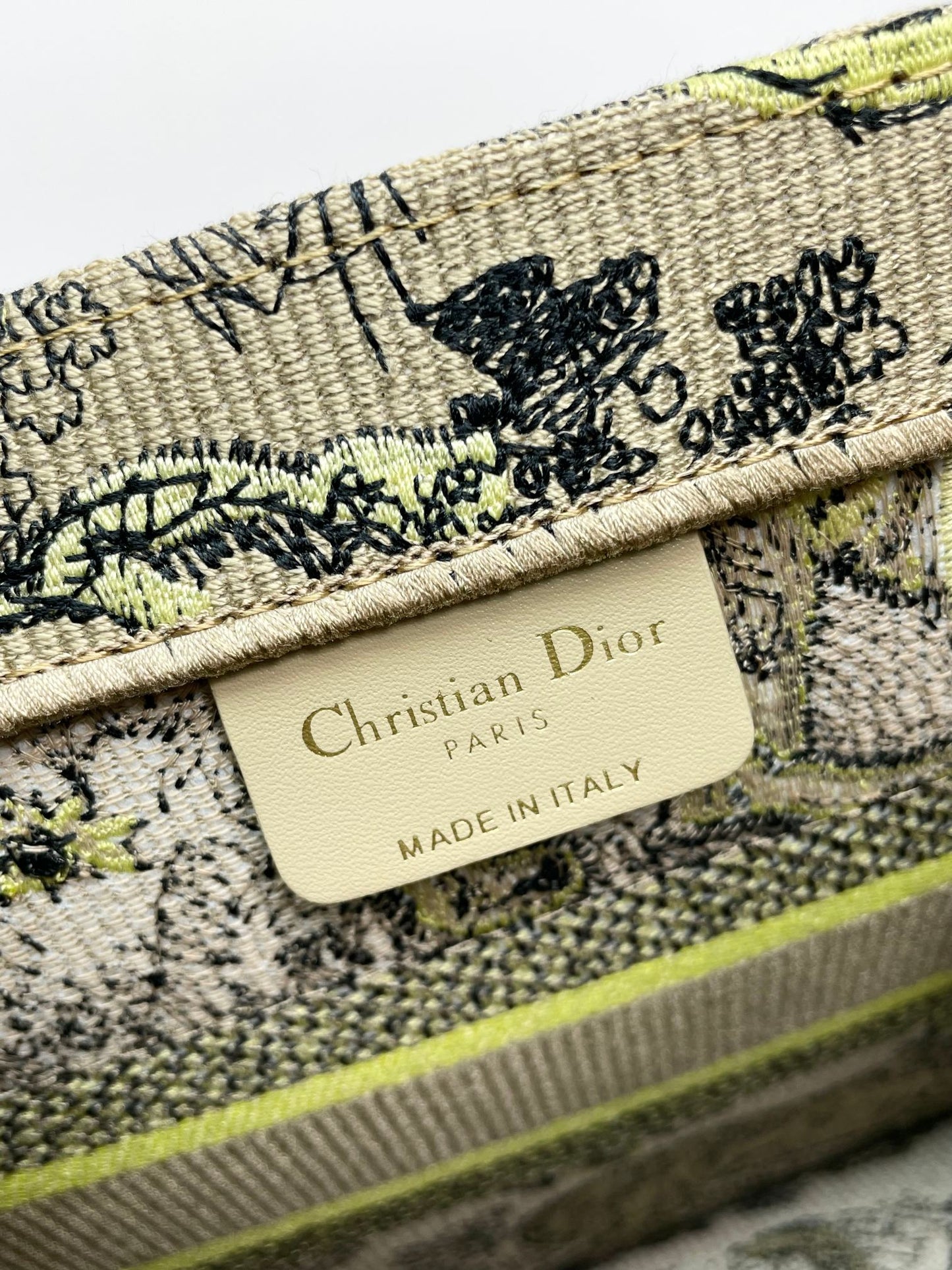 Christian Dior Medium Book Tote Yellow Multicolored Tiger Embroidered Canvas Bag
