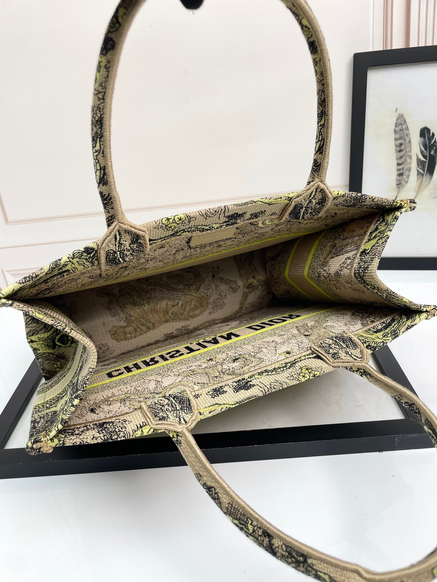 Christian Dior Medium Book Tote Toile de Jouy Tiger Embroidery Bag