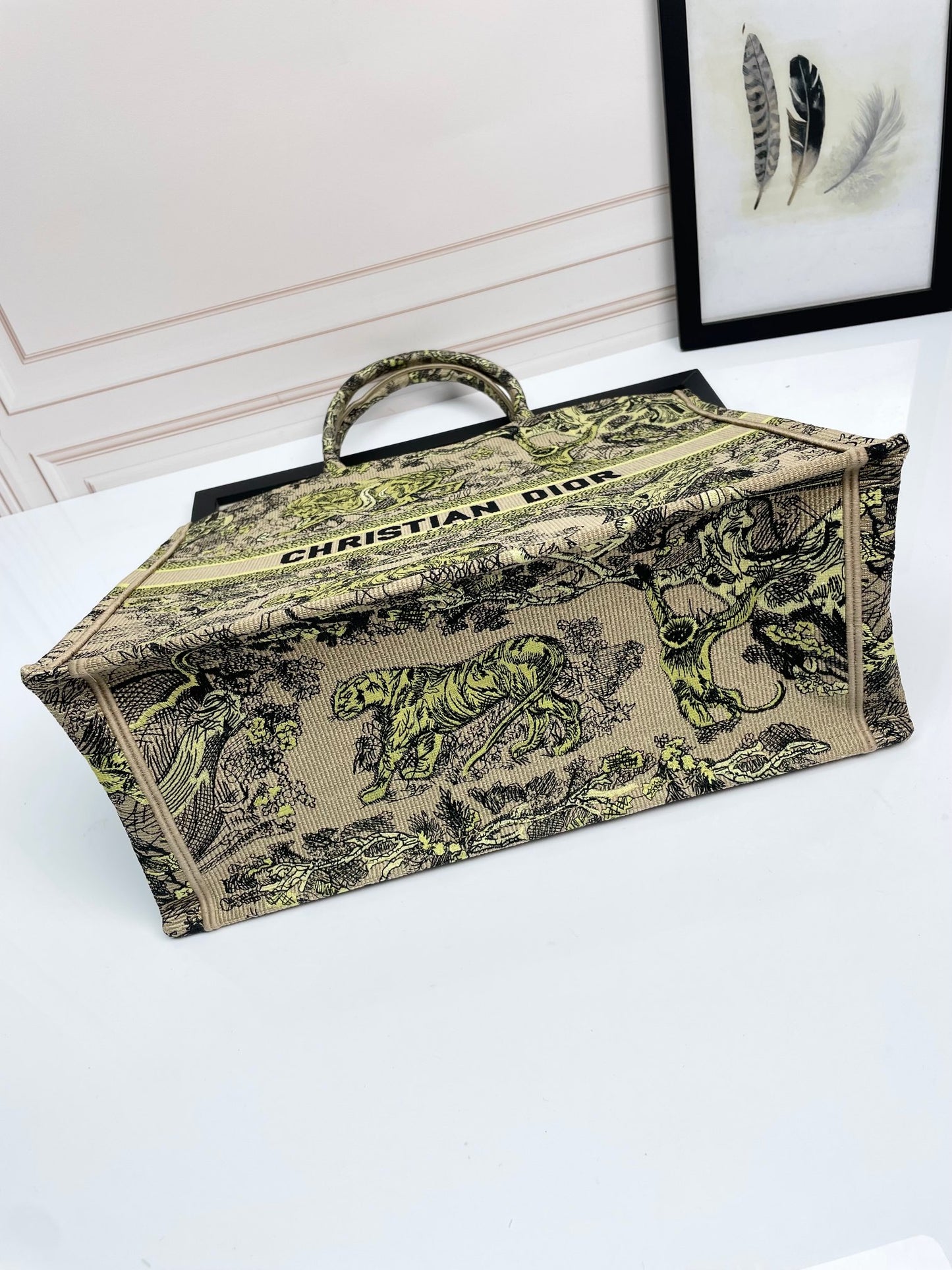 Christian Dior Large Book Tote - Beige and Multi-Color Toile de Jouy Zodiac Embroidery