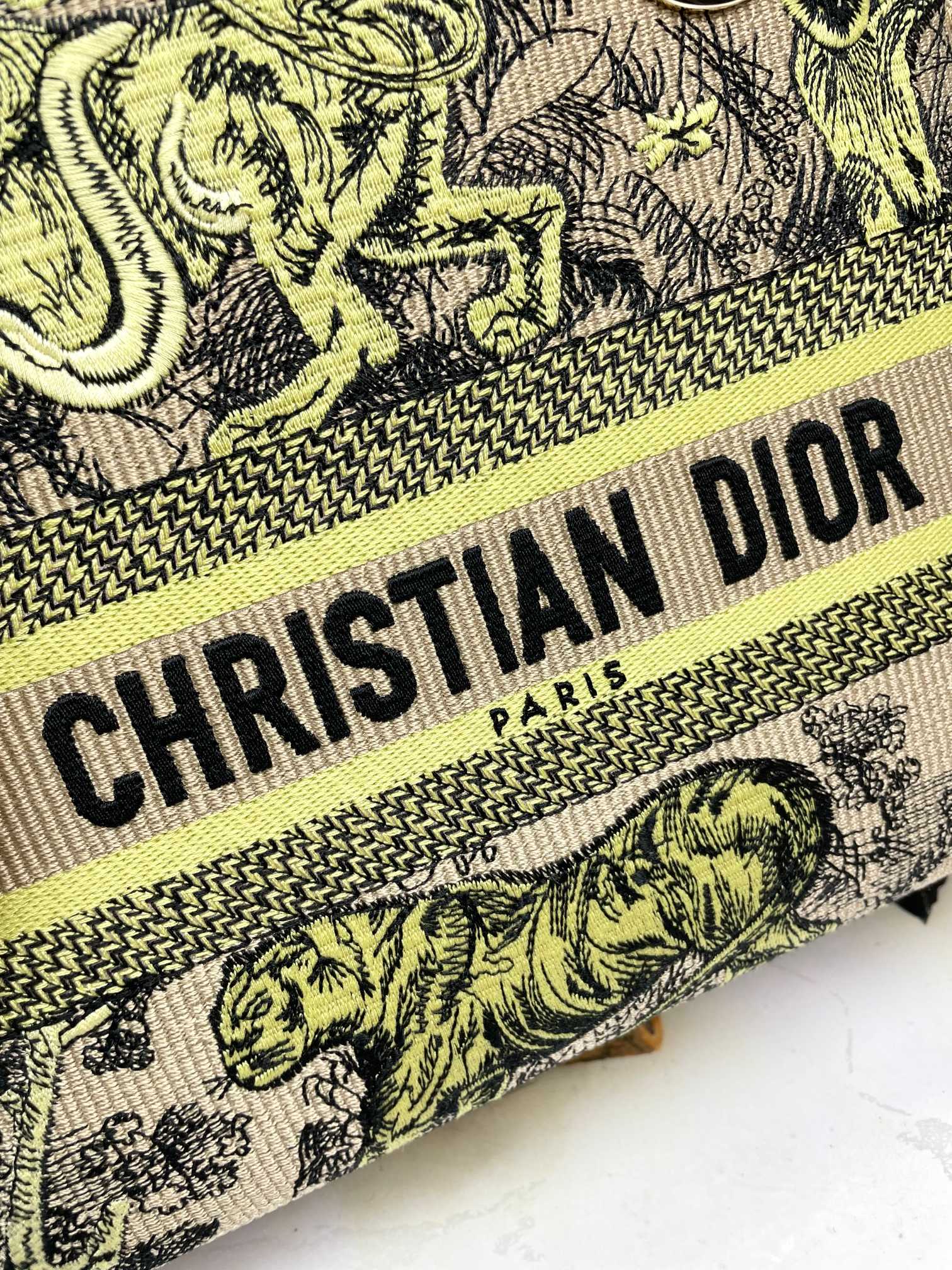Christian Dior Lady D-Lite Bag Yellow Reverse Toile de Jouy Embroidery Medium