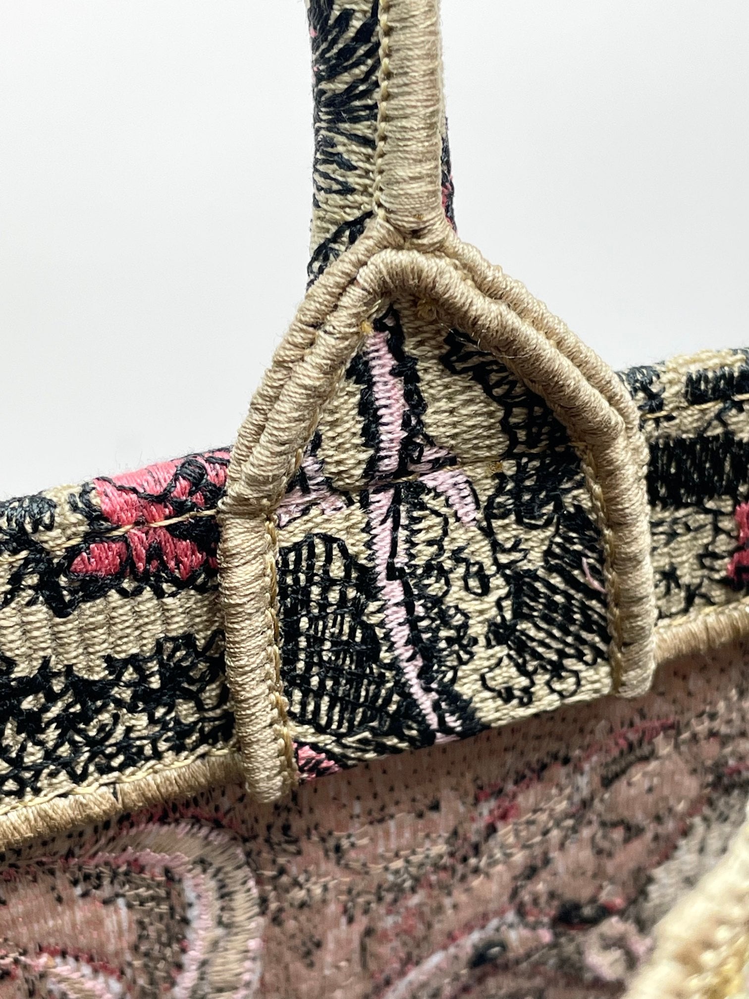 Christian Dior Book Tote Pink Toile de Jouy Sauvage Embroidery Handbag