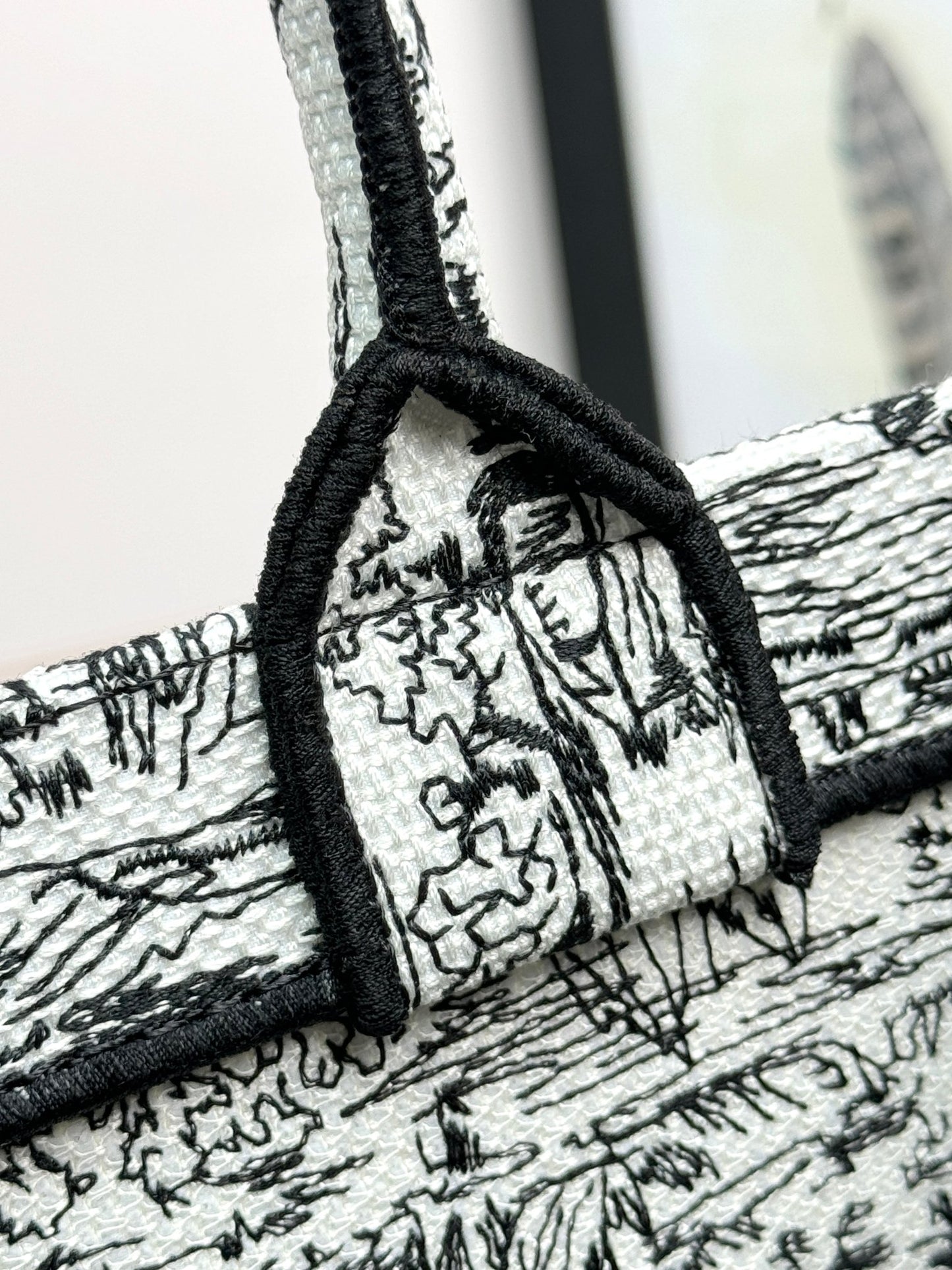 Christian Dior Medium Book Tote Black and White Toile de Jouy Embroidery