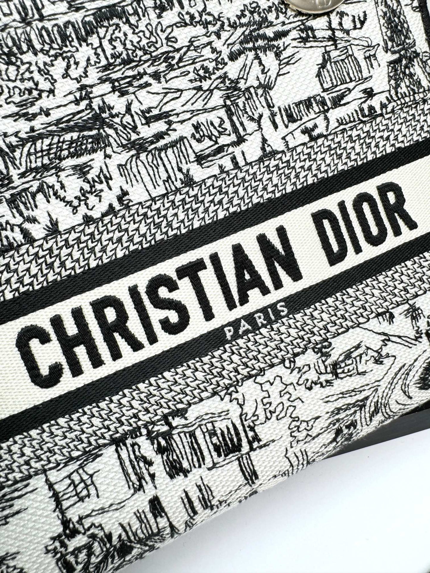 Christian Dior Lady D-Lite Bag - Toile de Jouy Reverse Embroidery - White and Black