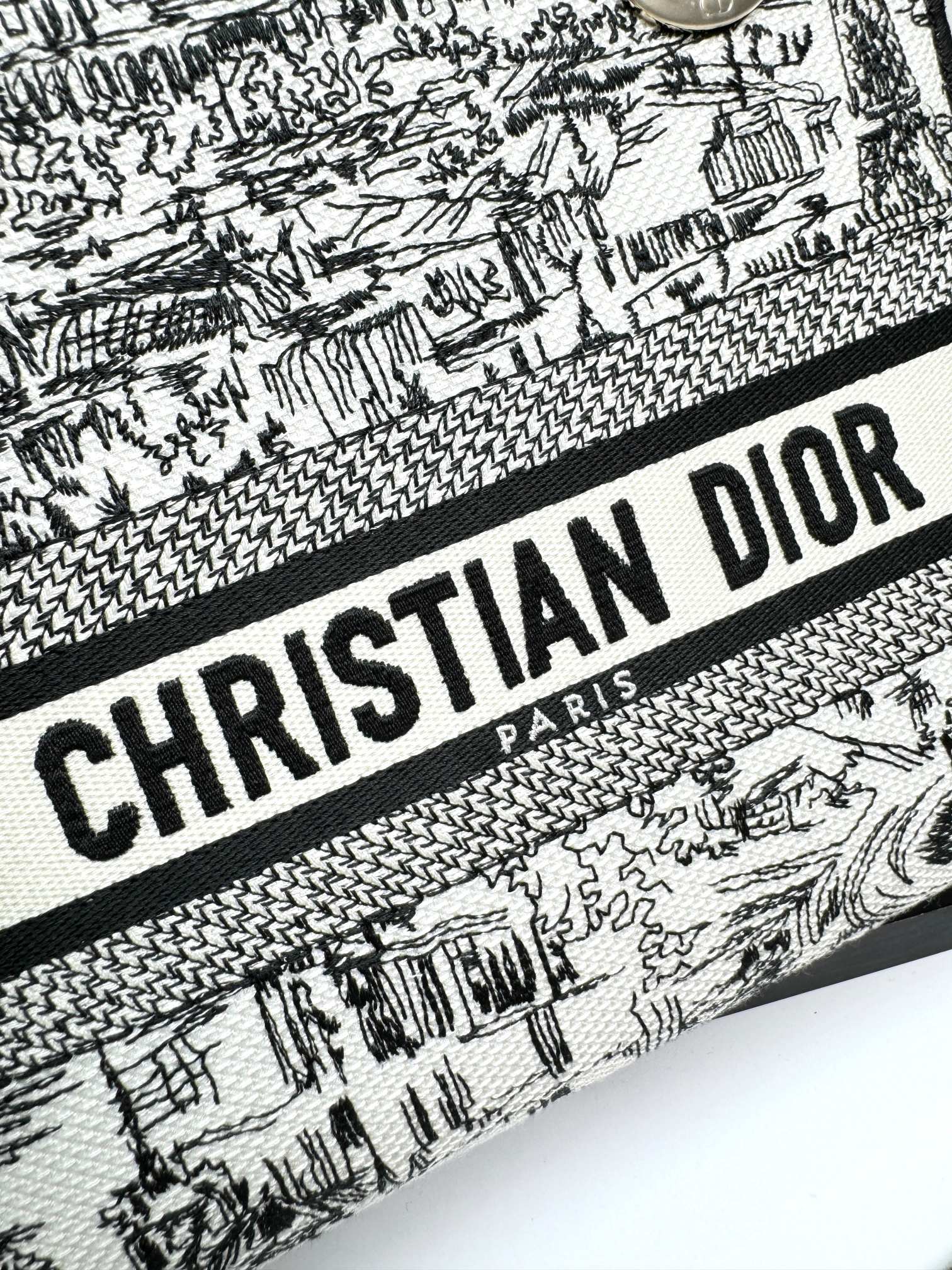 Christian Dior Medium Lady D-Lite Bag - Black & White Toile de Jouy Reverse Embroidery