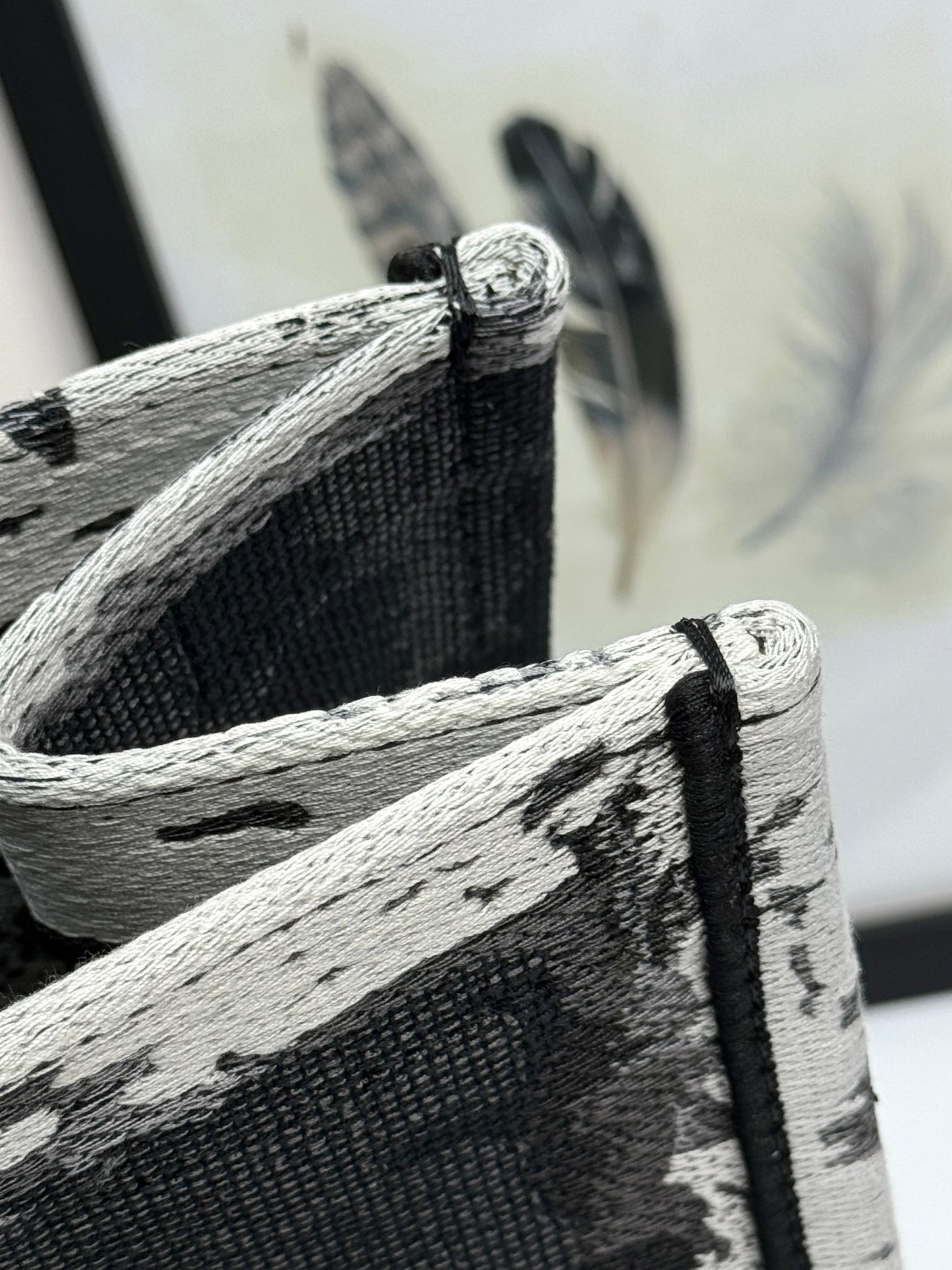 Christian Dior Black and White Book Tote Bag - Embroidery Canvas Handbag