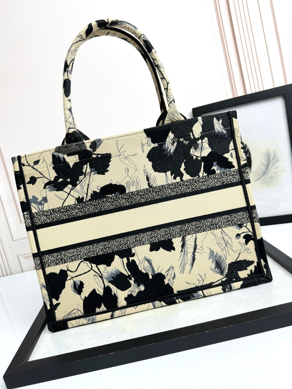 Christian Dior Small Book Tote Floral Print Canvas Bag