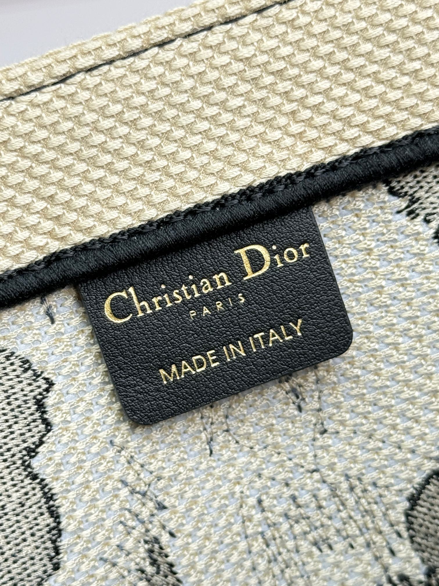 Christian Dior Medium Book Tote - Black and White Floral Embroidered Canvas