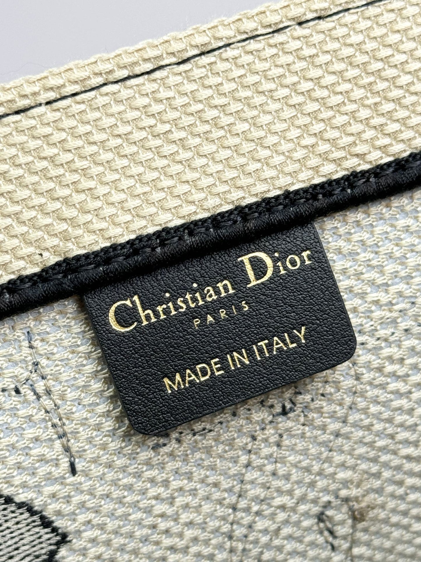 Christian Dior Large Book Tote Black and White Floral Embroidered Canvas