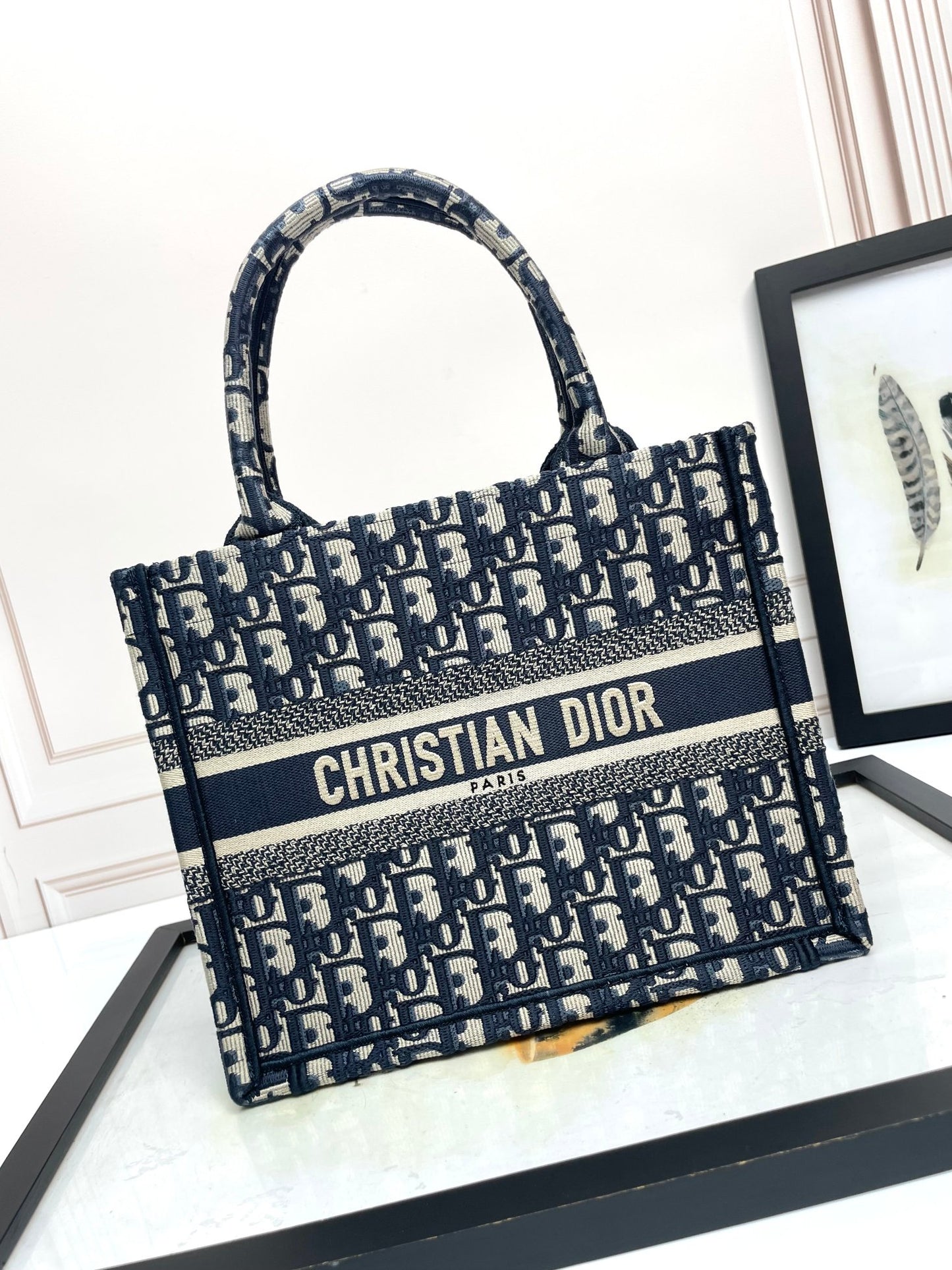 Christian Dior Blue Dior Oblique Book Tote Bag
