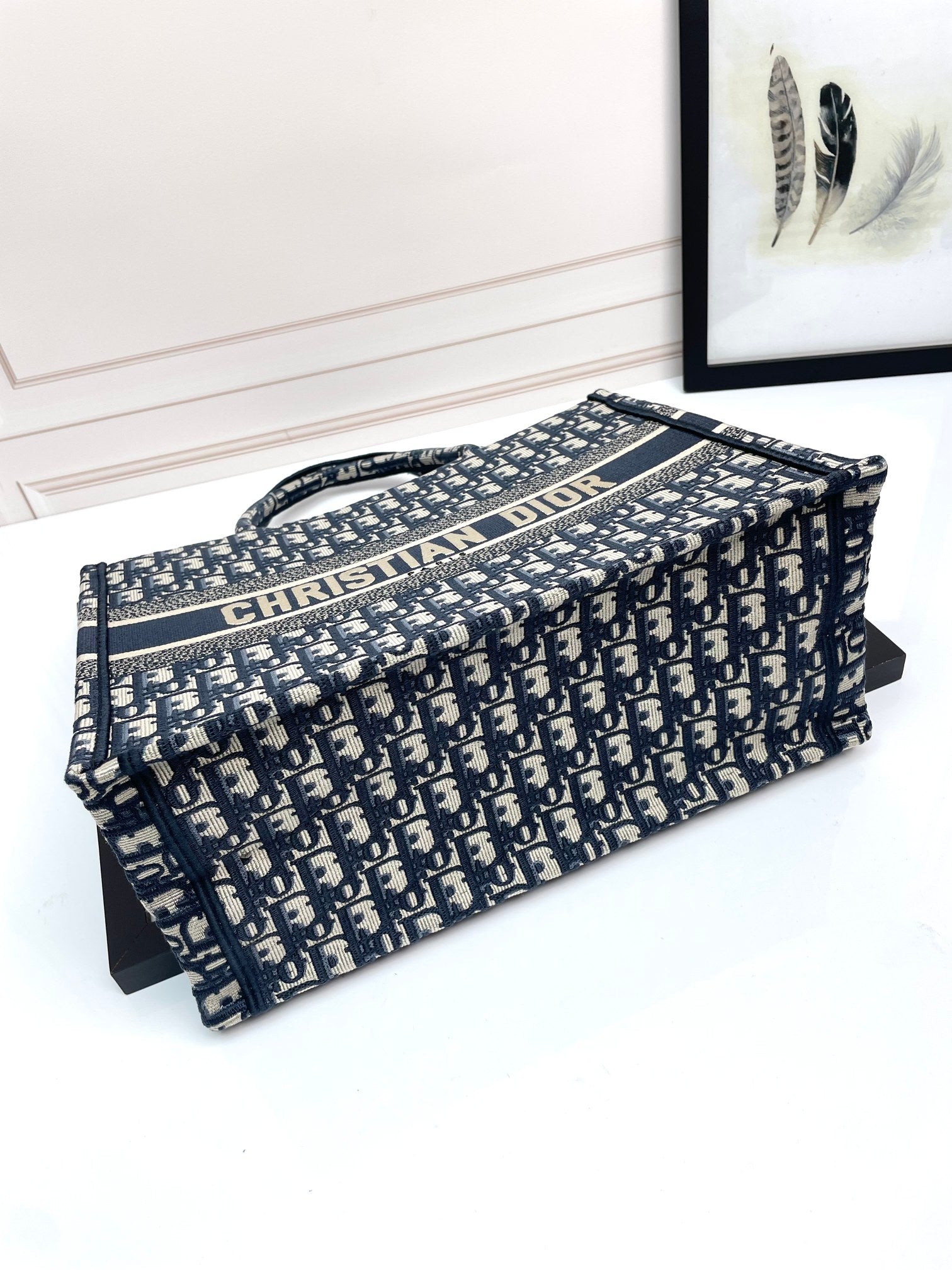 Christian Dior Book Tote - Blue Dior Oblique Embroidery