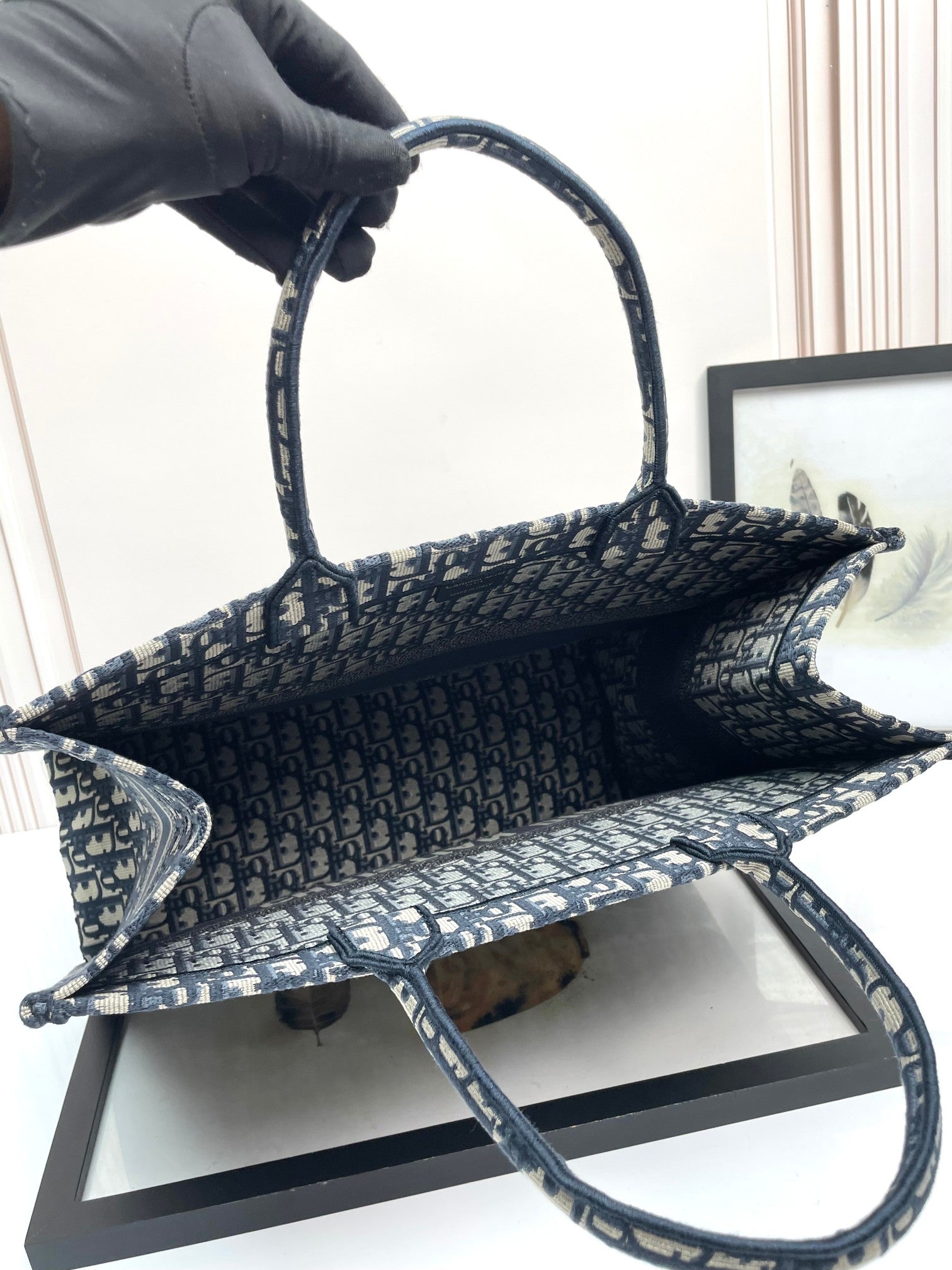Christian Dior Book Tote Bag - Blue Dior Oblique Embroidery