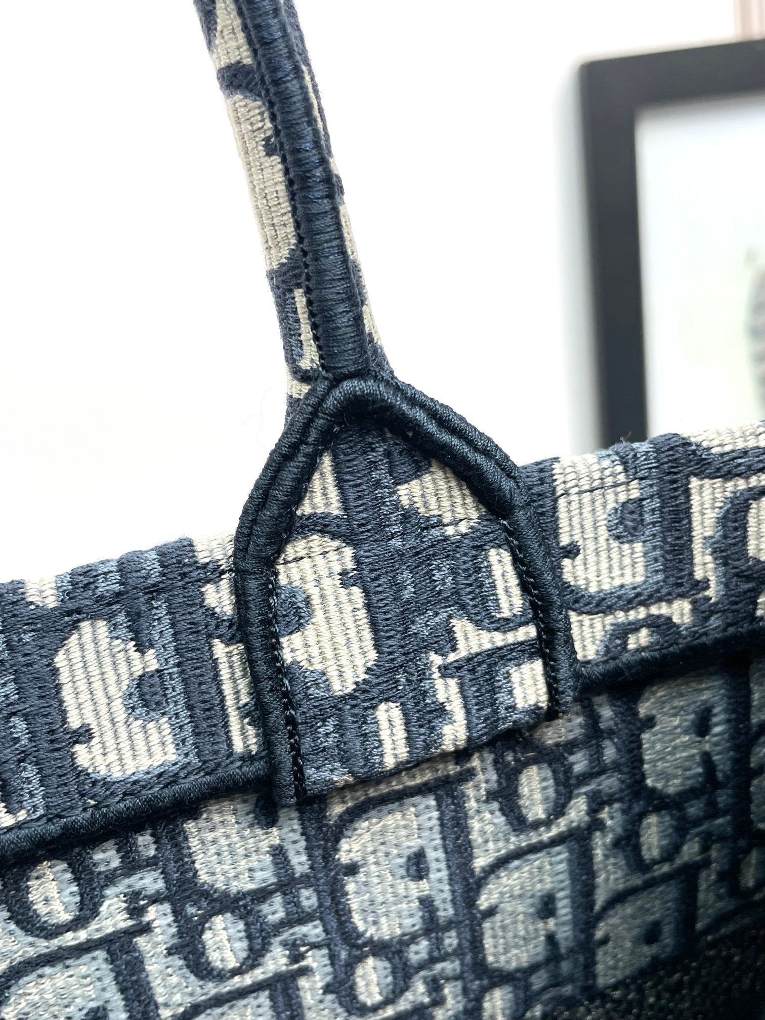 Christian Dior Oblique Embroidered Book Tote Bag - Blue Canvas Large
