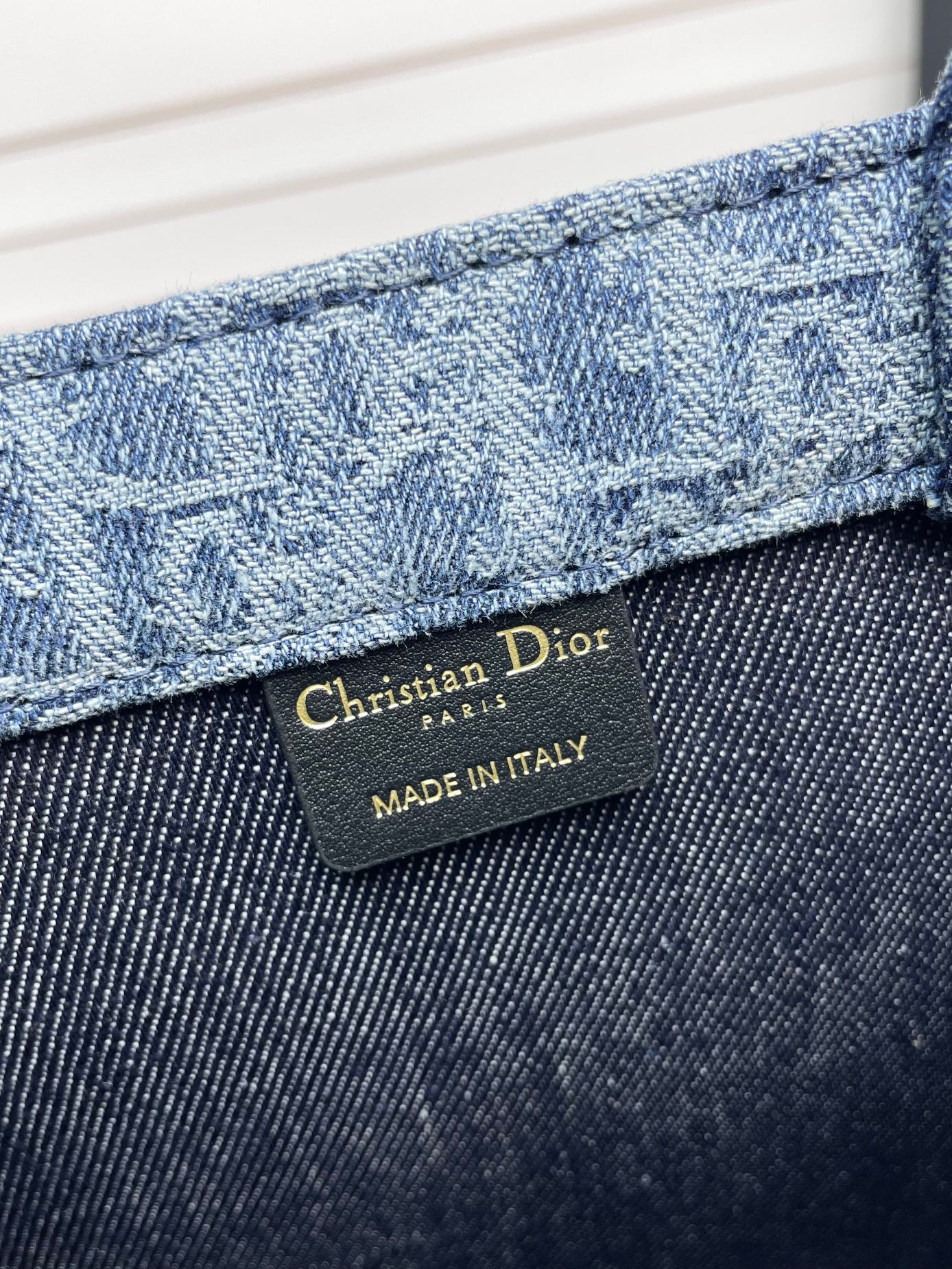 Christian Dior Book Tote Blue Dior Oblique Embroidery Medium Bag