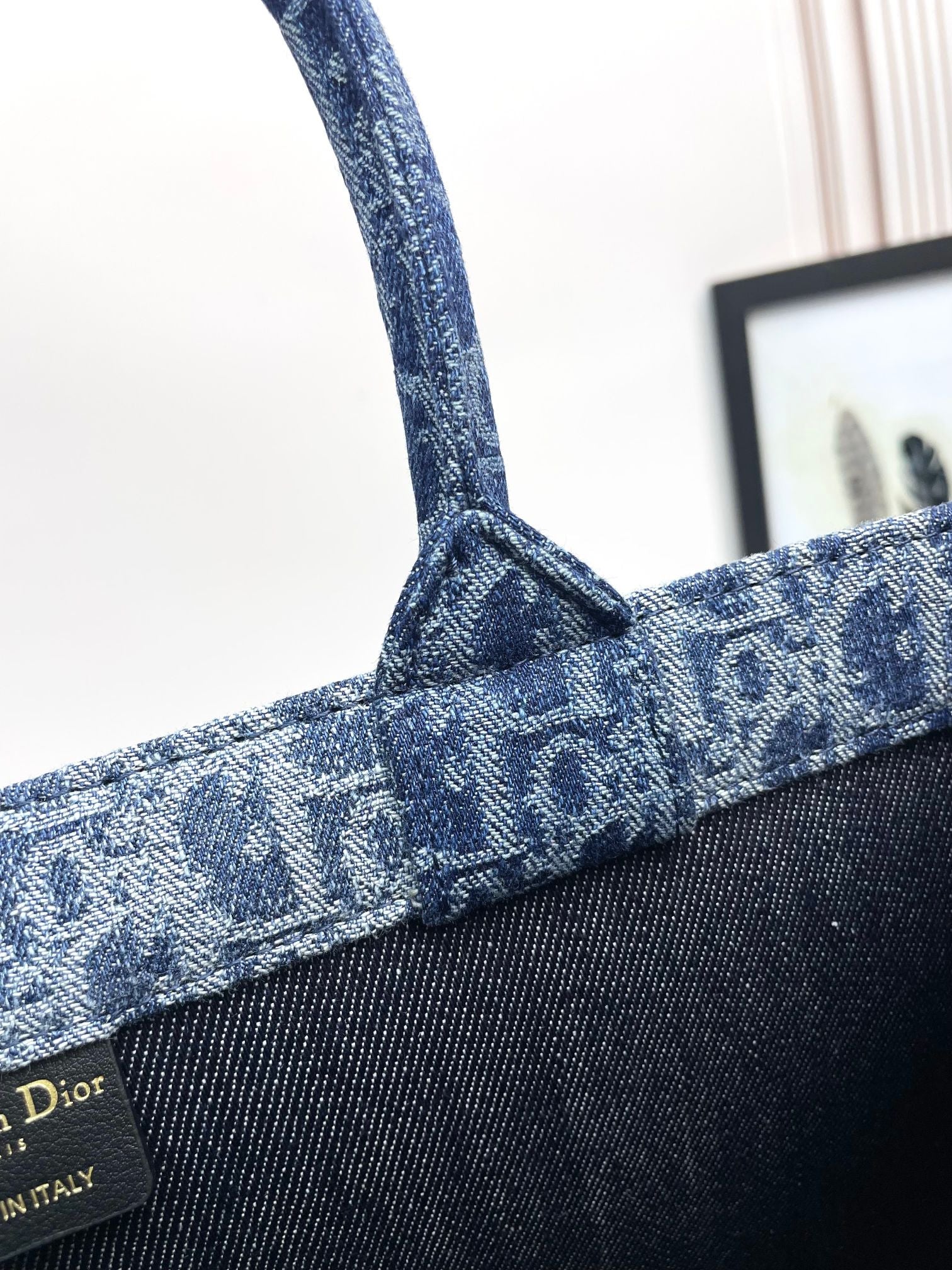 Christian Dior Large Book Tote Blue Dior Oblique Embroidery
