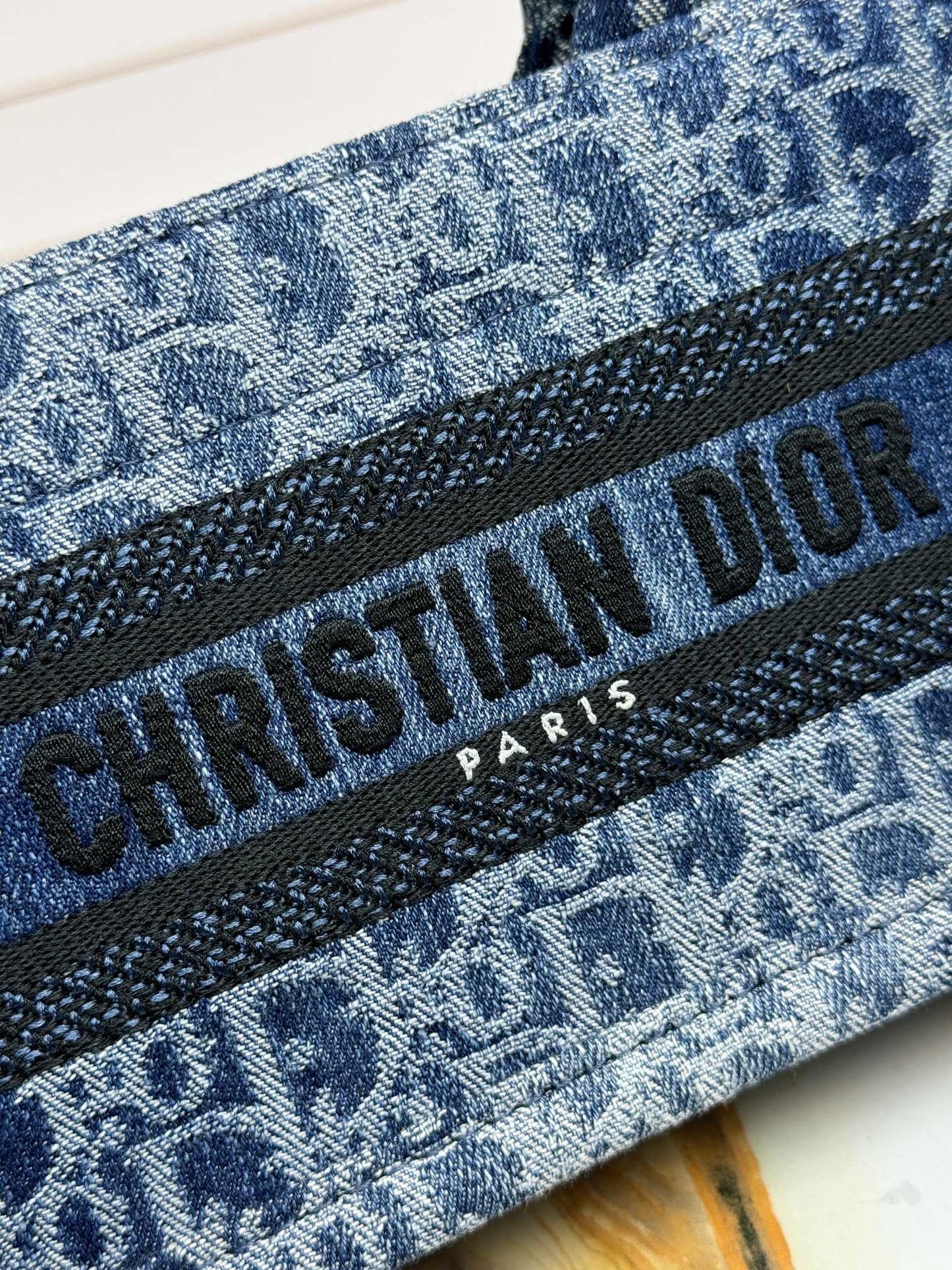 Christian Dior Mini Book Tote with Strap - Blue Dior Oblique Embroidery