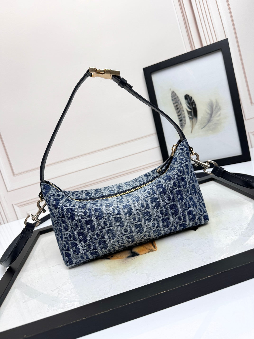 Dior Blue Oblique Jacquard Shoulder Bag - Christian Dior Handbag