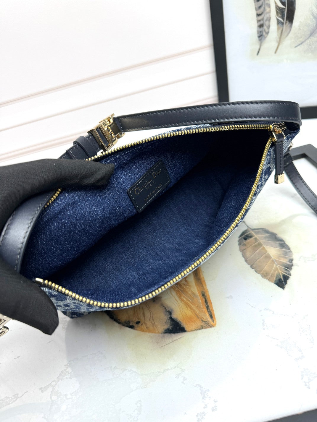 Dior Vintage Blue Oblique Jacquard Small Shoulder Bag