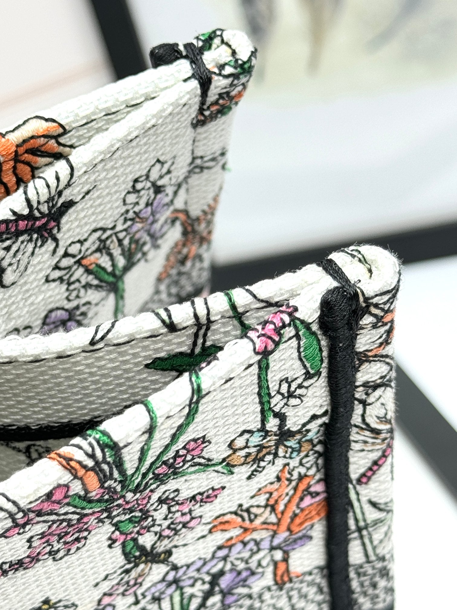 Christian Dior Book Tote - Floral Multicolor Canvas Large Handbag