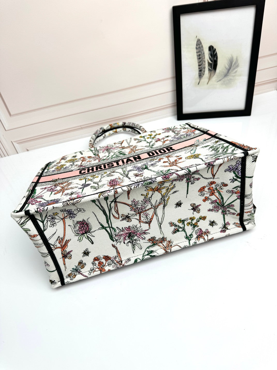 Christian Dior Large Book Tote Multicolor Floral Mille Fleurs Embroidery Bag