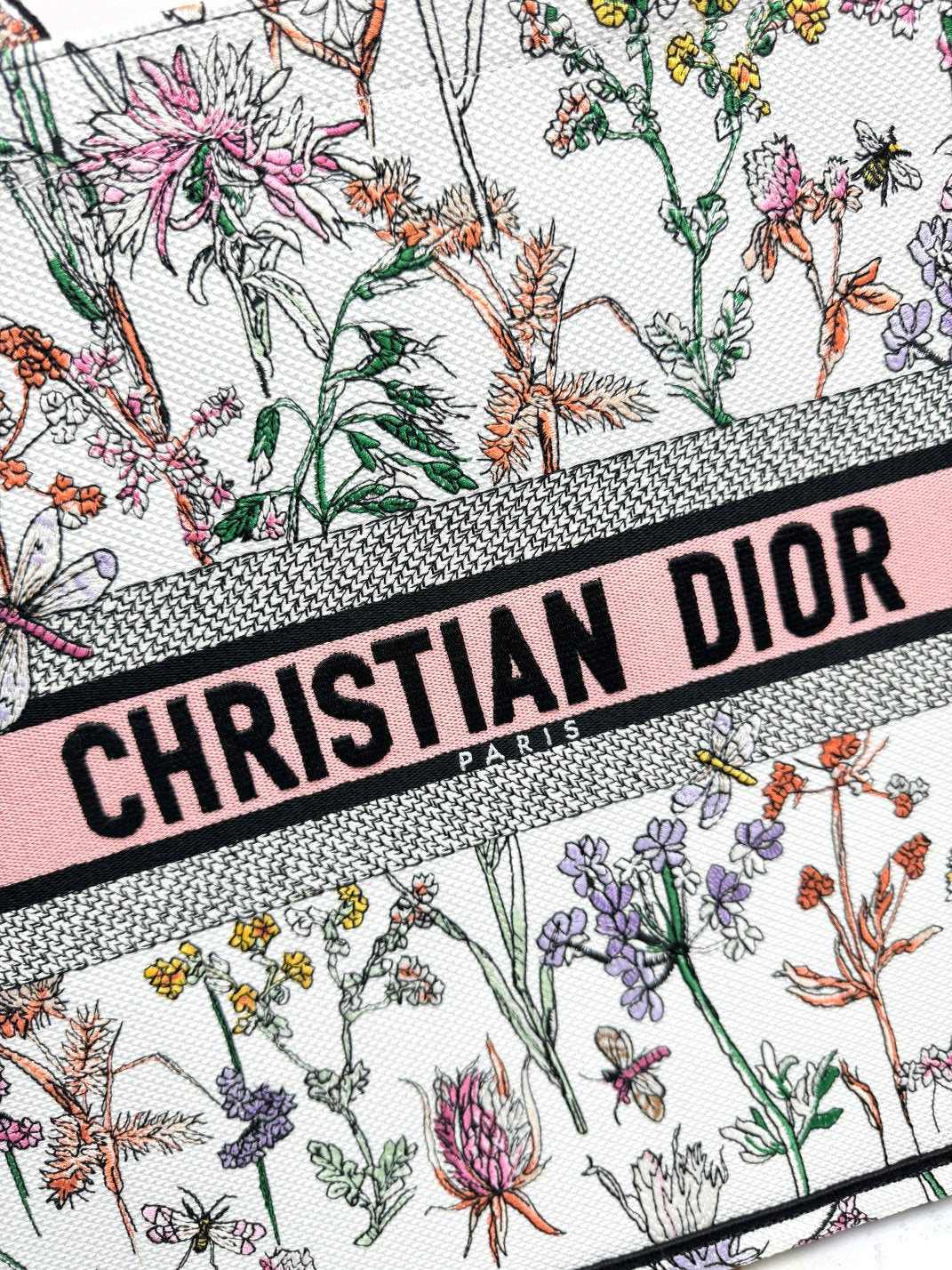 Christian Dior Large Book Tote Multicolor Floral Mille Fleurs Embroidery Bag
