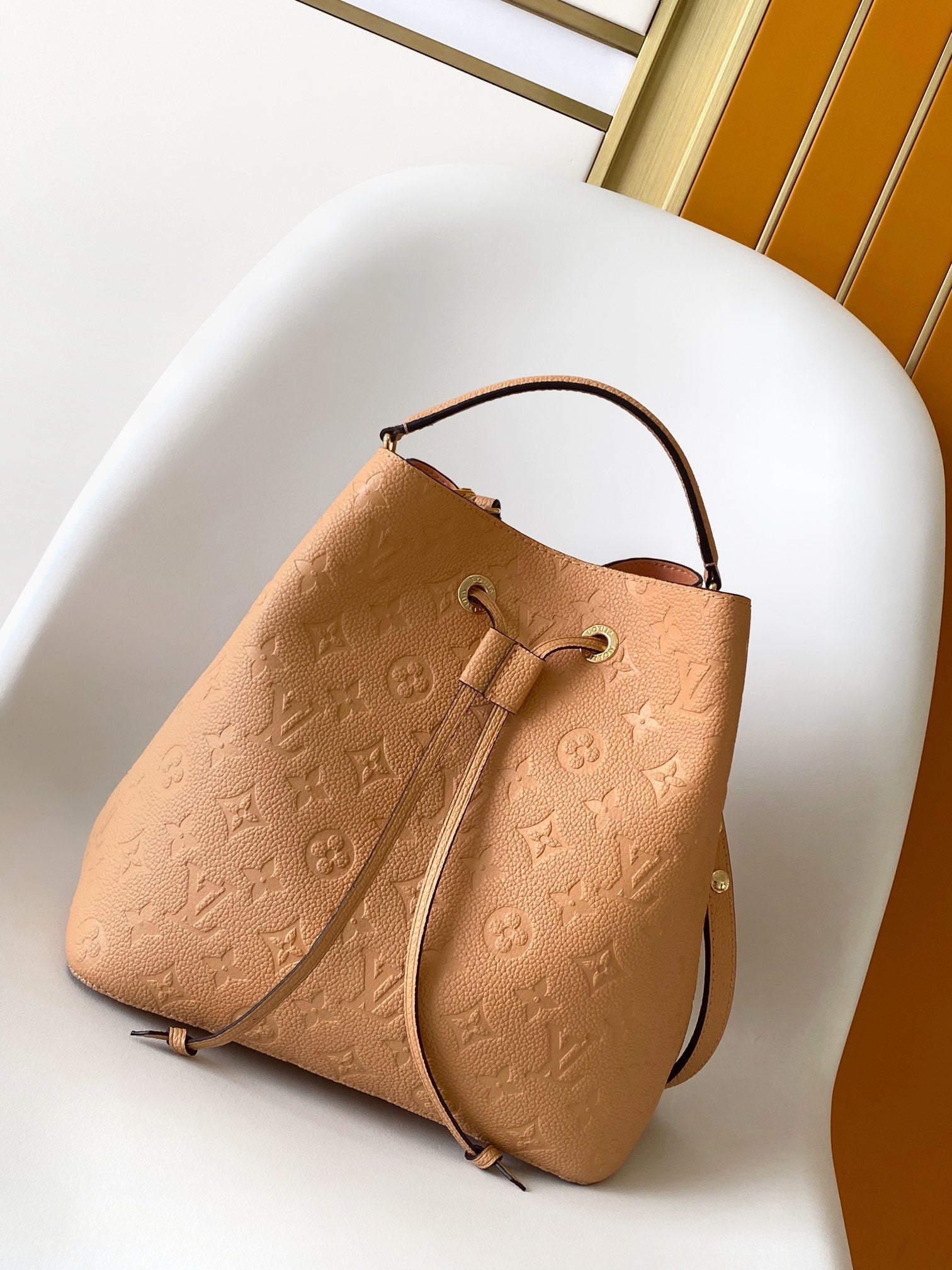 Louis Vuitton NéoNoé MM Monogram Empreinte Leather Bucket Bag - Beige