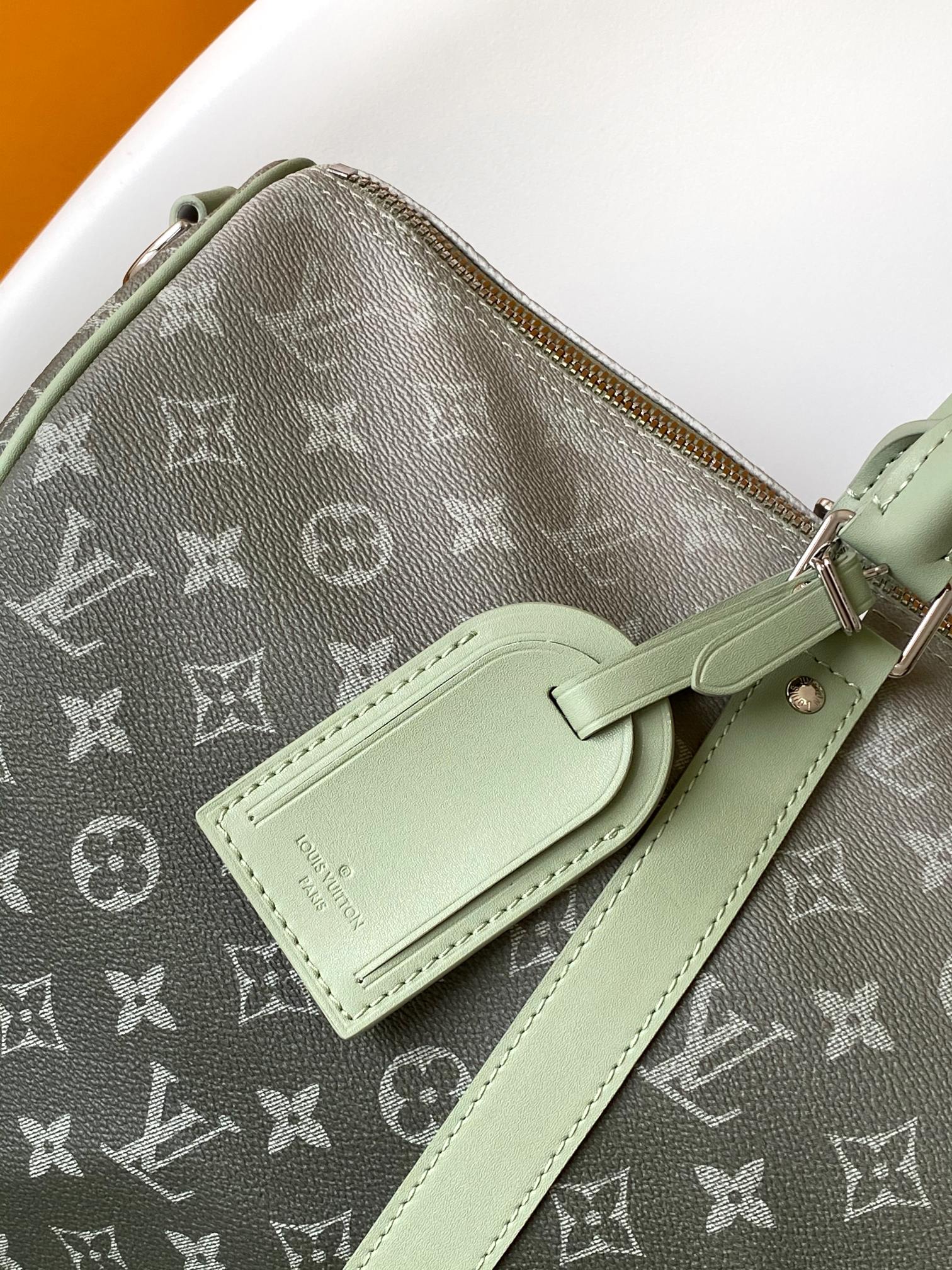 Louis Vuitton Keepall Bandoulière 50 Monogram Eclipse Gradient Green Grey Duffel Bag