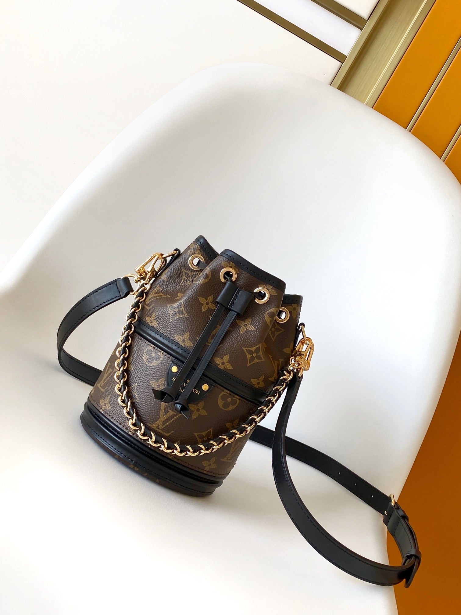 Louis Vuitton Monogram Canvas Duffle Bag with Black Leather Trim