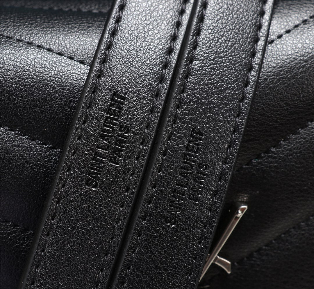Saint Laurent Loulou Medium Chain Bag in Black Quilted Leather
