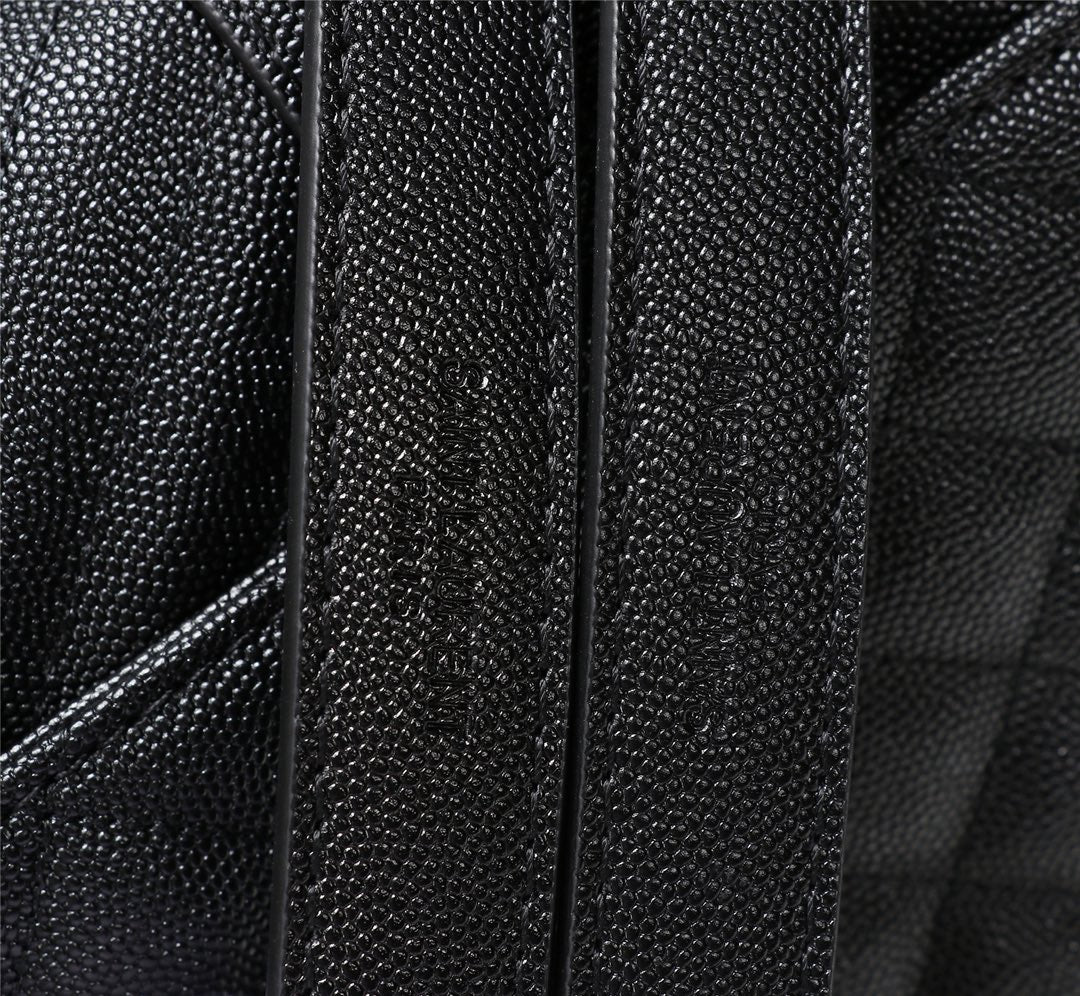 Saint Laurent Envelope Medium Bag in Mix Matelassé Black Grain de Poudre Leather