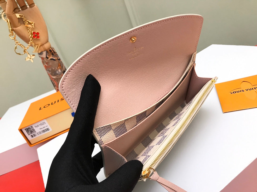 Louis Vuitton Sarah Wallet Damier Azur Canvas Rose Ballerine