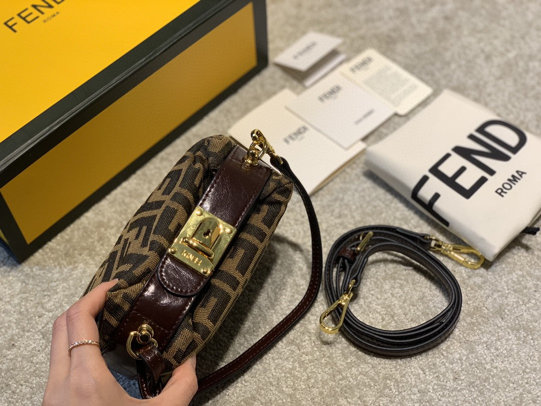 Fendi FF Monogram Canvas Mini Shoulder Bag with Box and Dust Bag
