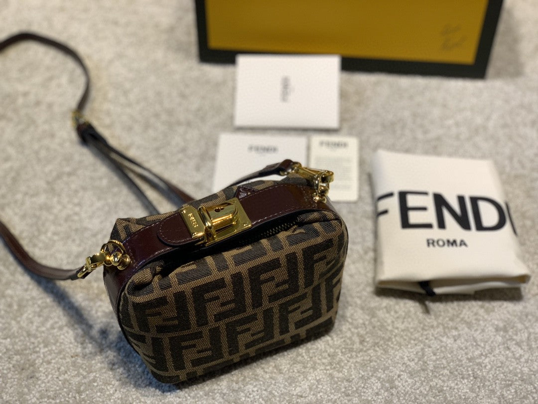 Fendi FF Monogram Canvas Mini Shoulder Bag with Box and Dust Bag