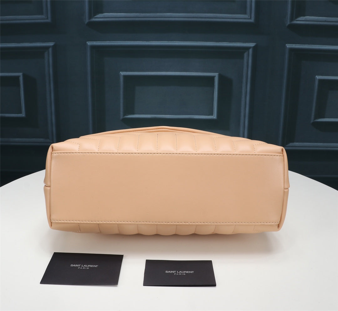 Saint Laurent Loulou Medium Chain Bag in Quilted Leather - Nude Beige