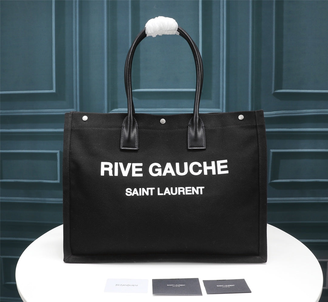 Saint Laurent Rive Gauche Tote Bag in Black Canvas